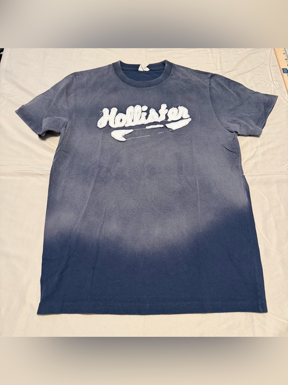 Hollister Navy Ombre Crewneck Tee with White Script Logo vintage